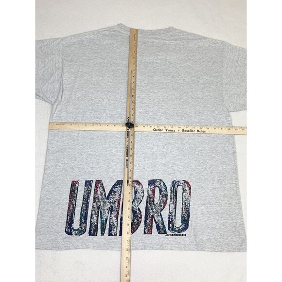 Vintage Umbro T-Shirt XXL Grey Soccer Football Sports Single Stitch - Picture 6 of 9